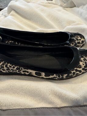 Coach Black and Cream Leopard-Print Ballet Flats-NWOT